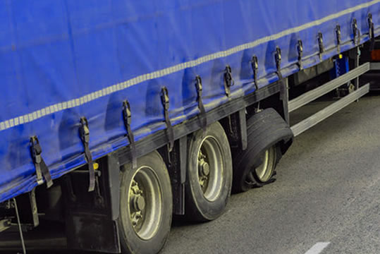 Photo of disabled semi truck trailer